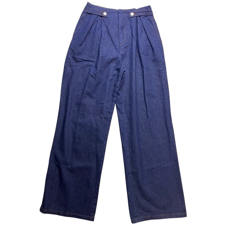 MABLE Wide Leg Pants Womens S Blue NEW Pleated High‎ Rise Rayon MP6214